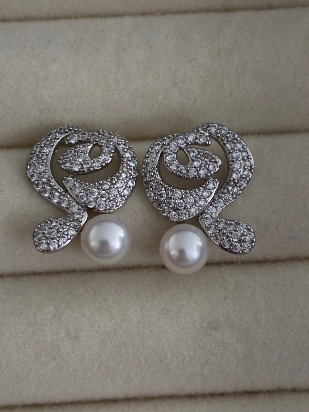 Silver Pearl Stud Earrings | Sterling Silver Posts | Christmas Gift for Her